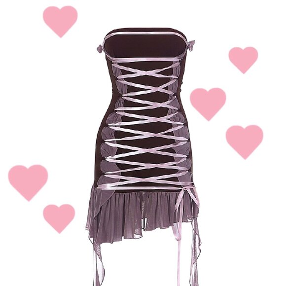 Sold Out ♡ Lace-Up Ruffle Mini 🎀 - Picture 3 of 3